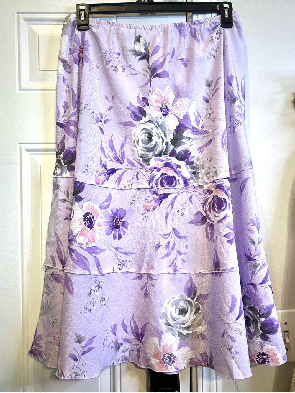 VTG Alfred Dunner Lavender Purple Floral Tiered Midi Skirt 10 Coquette Fairy - Picture 7 of 10